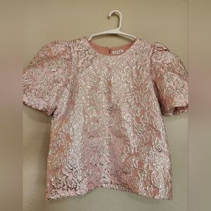TCEC Metallic Textured Bubble Sleeve Top Size Small